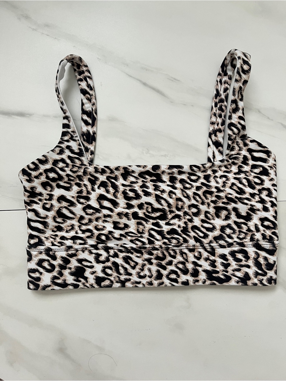 DYI Leopard Print Crop Tank Top in Black & Cream